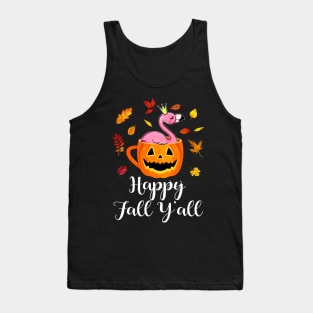 Happy Fall Y'all Flamingo Autumn Tank Top